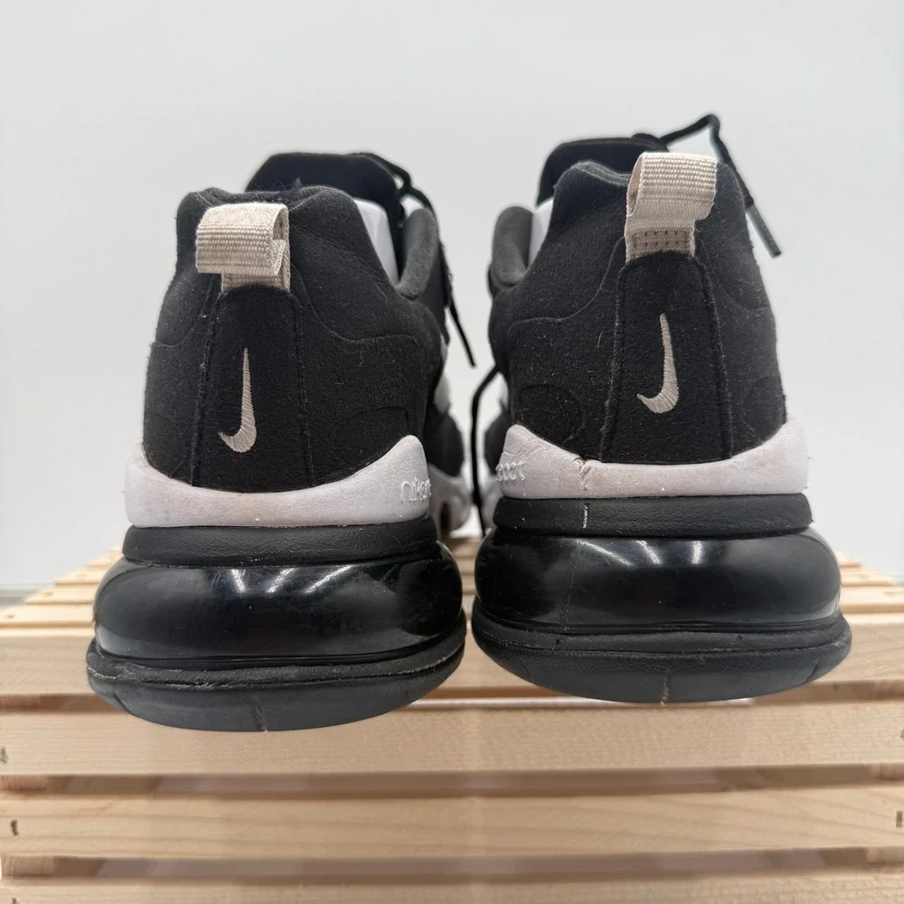 Nike Air Max 270 React Sneakers Black White Mens Athletic Shoes Size‎ 9